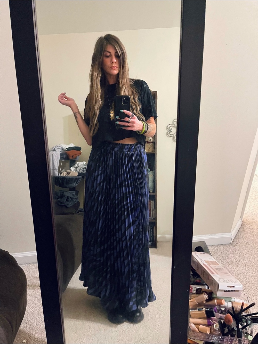 Burnt Toast Black and Purple Zebra-Print Pleated Maxi Skirt - Picture 3 of 3